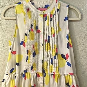 Kate Spade Lemon Zest Yellow Pleated Sundress Shirtdress Button Mini Sz XS